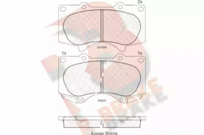 R BRAKE rb1665 -  Комплект тормозных колодок, дисковый тормоз